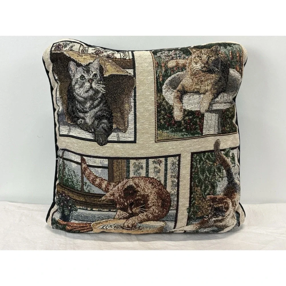 Vtg Tapestry Cat 15